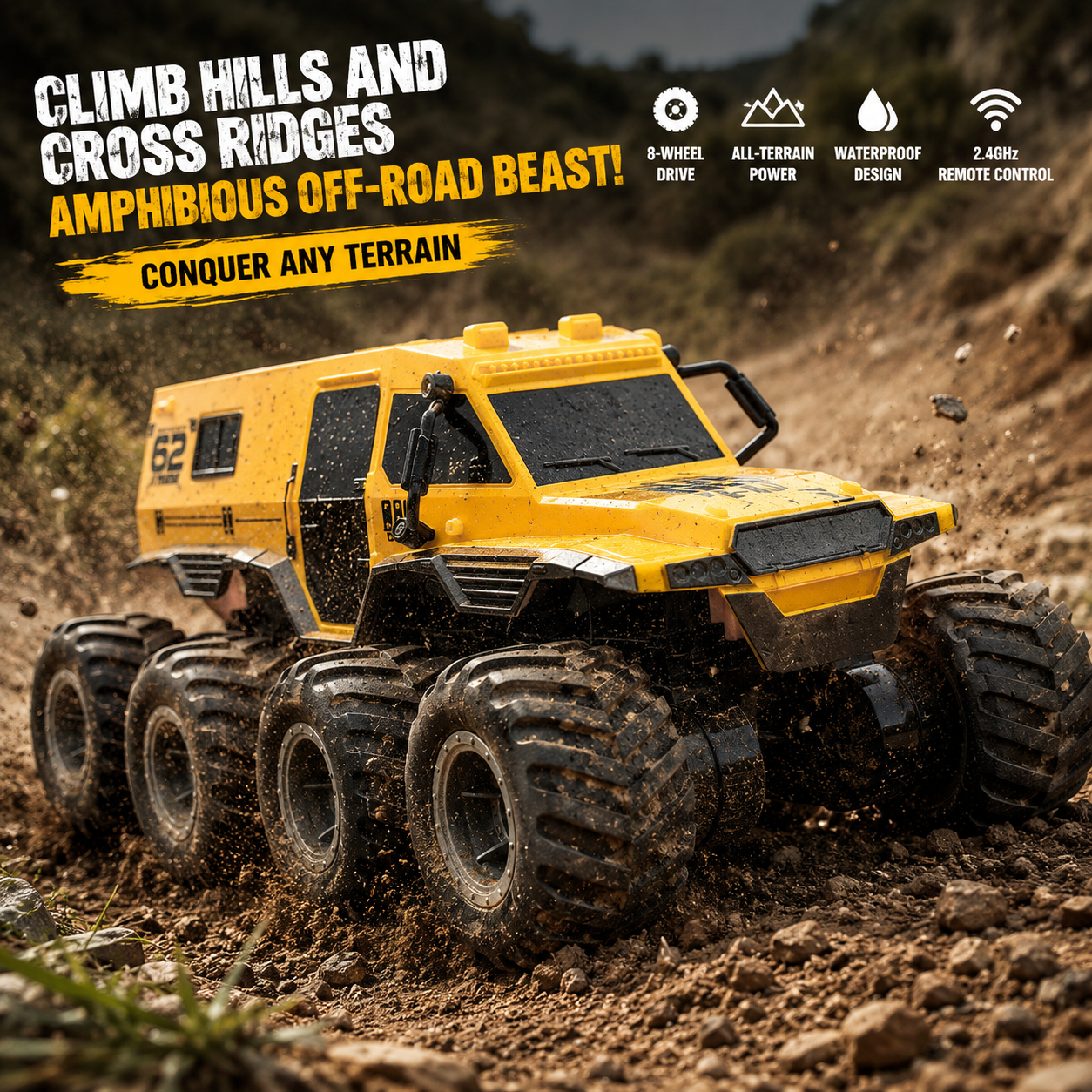 Zoblex™ AquaTitan 8X8 Amphibious RC Truck