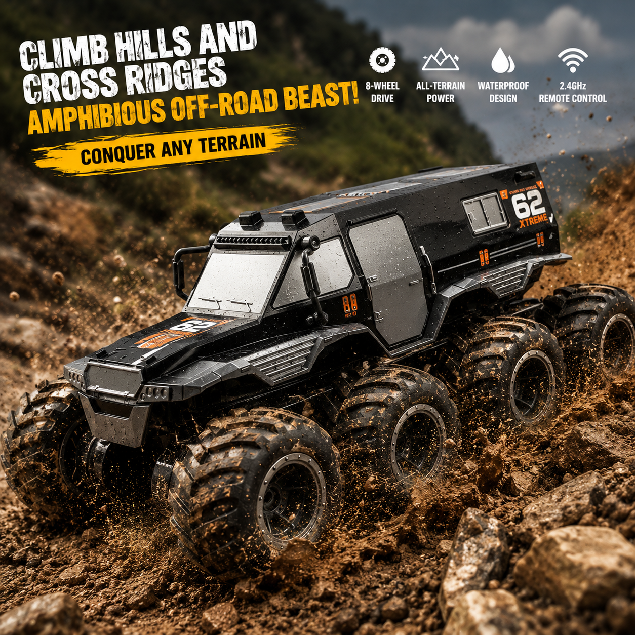 Zoblex™ AquaTitan 8X8 Amphibious RC Truck